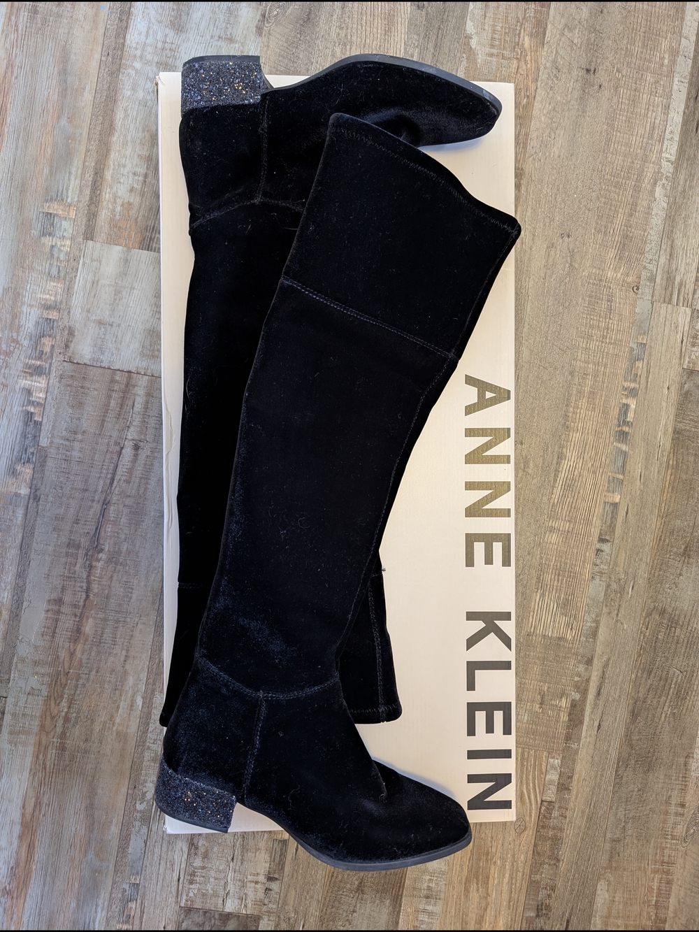 Anne Klein Kimmie Black Over-the-Knee Suede Boots